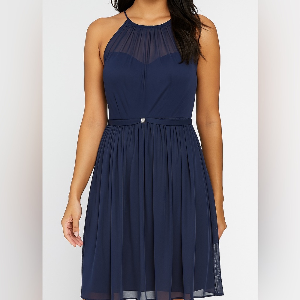 Chiffon Navy Blue Dress